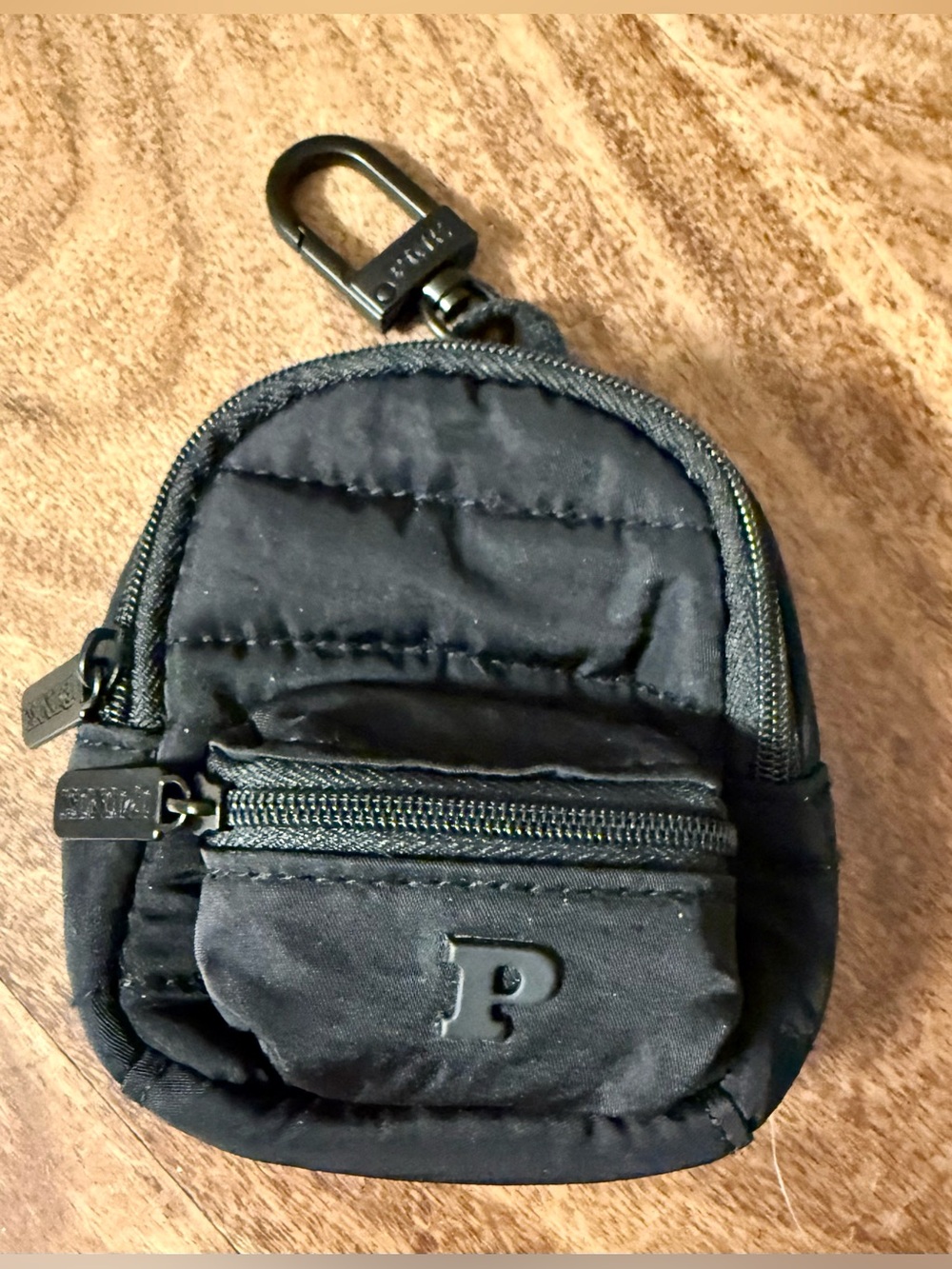PINK Victoria’s Secret Black Mini Backpack Keychain Charm with Zipper